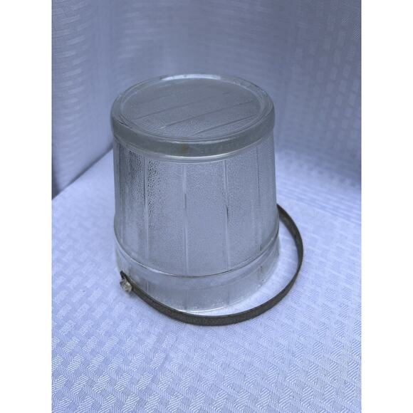 Vintage Glass Ice Bucket with a Hammered Metal Handle and Wooden Bucket Design - Picture 10 of 12